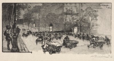 Bulvar, Fauborg Montmartre'nin köşesinde by Auguste Louis Lepère