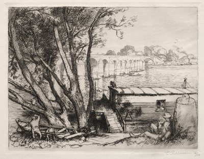 Poissy Köprüsü, 1917. by Auguste Louis Lepère