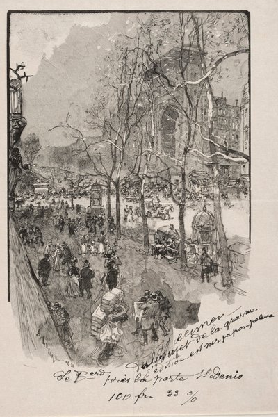 Porte St. Denis yakınlarındaki Boulevards. by Auguste Louis Lepère