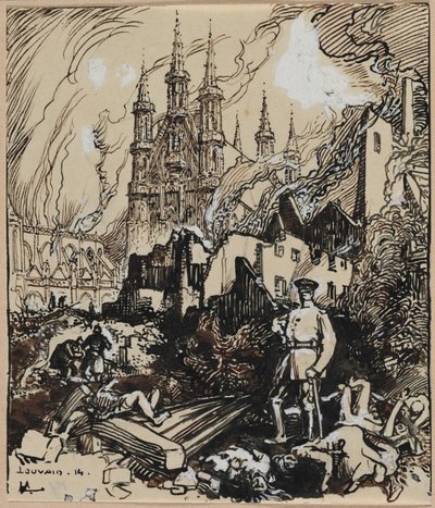 Louvain, 1914. by Auguste Louis Lepère