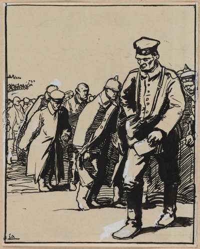 Bir grup Alman mahkumun yürüyüşü, 1914. by Auguste Louis Lepère