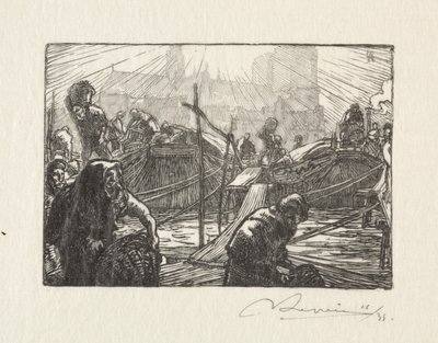 Apple Market'ten Notre Dame görüntüsü. by Auguste Louis Lepère