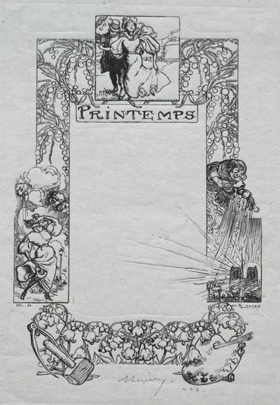 Paris Almanak, 1897: Dekoratif Bordür, Bahar, 1897. by Auguste Louis Lepère
