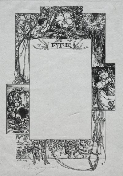 Paris Almanak, 1897: Dekoratif Bordür, Yaz by Auguste Louis Lepère