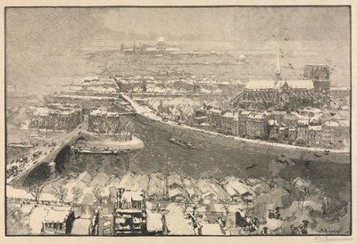 Kar altında Paris, 1890. by Auguste Louis Lepère