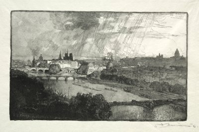 Paris, Pavillon de Flore'den, 1890. by Auguste Louis Lepère