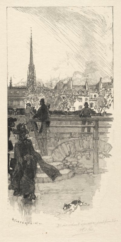 Quai des Grands Augustins, Paris. by Auguste Louis Lepère