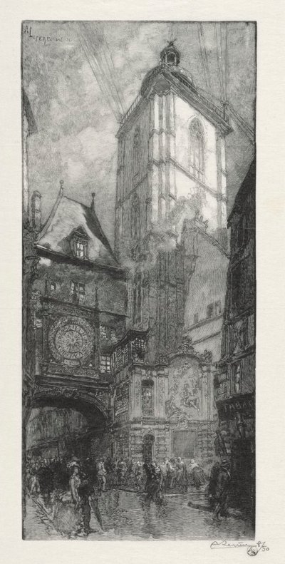 Resimli Rouen: Büyük Saat, 1888. by Auguste Louis Lepère