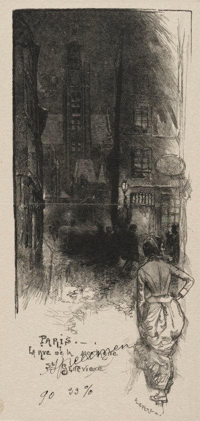 Rue de la Montagne, St. Genevieve. by Auguste Louis Lepère