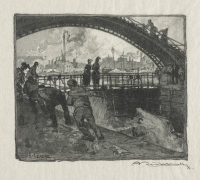 St. Martin Kanalının Kilidi by Auguste Louis Lepère