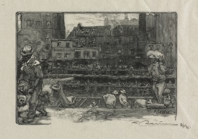 Alçı Boşaltıcılar (Canal St. Martin) by Auguste Louis Lepère