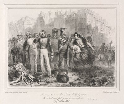 1831 Albümü: Polignac'ın askerlerinden birini öldürmek istiyorum. Çocuğumu esirgemediler (Tarihi) by Auguste Raffet