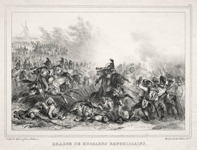 1833 Albümü: Charge of Republic Hussars, 1832. by Auguste Raffet