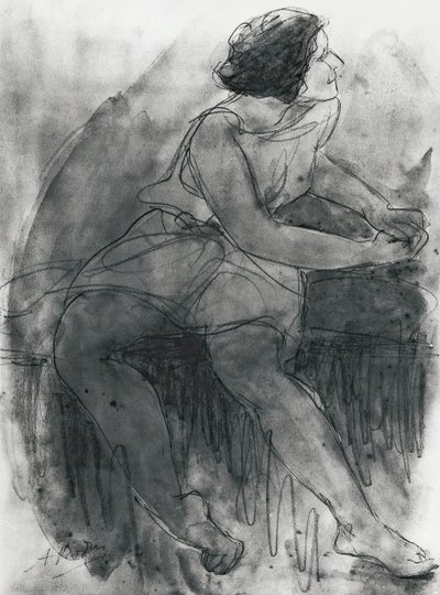 Isadora Duncan (1878-1927) (kalem ve kağıt üzerinde yıkama) by Auguste Rodin