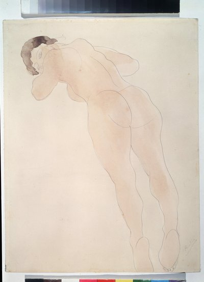 ""Nu"" (Çıplak) Çıplak yatan kadın. Suluboya Auguste Rodin (1840-1917) 1900-1908 Puşkin Müzesi, Moskova by Auguste Rodin