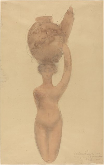 Vazo kafasına taşıyan çıplak kadın by Auguste Rodin