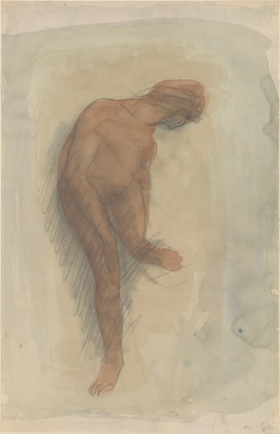 Sol ayağını tutan çıplak kadın figürü, 1900-1912. by Auguste Rodin