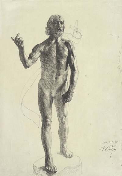Vaftizci Yahya, 1880 (kağıt üzerinde grafitli siyah mürekkep) by Auguste Rodin