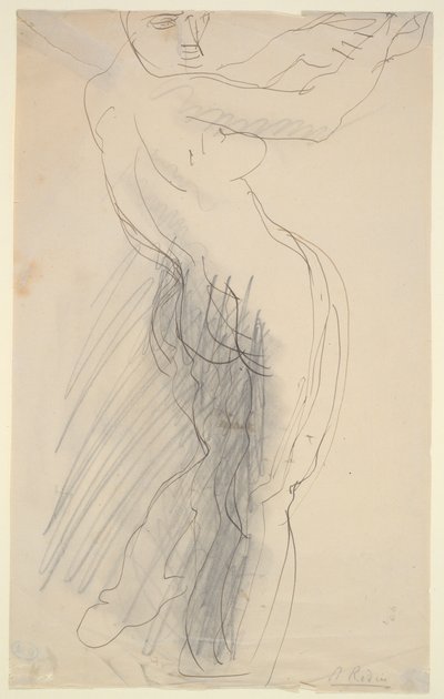 Çıplak Kadın Ayakta, Kollarını Kaldırdı by Auguste Rodin
