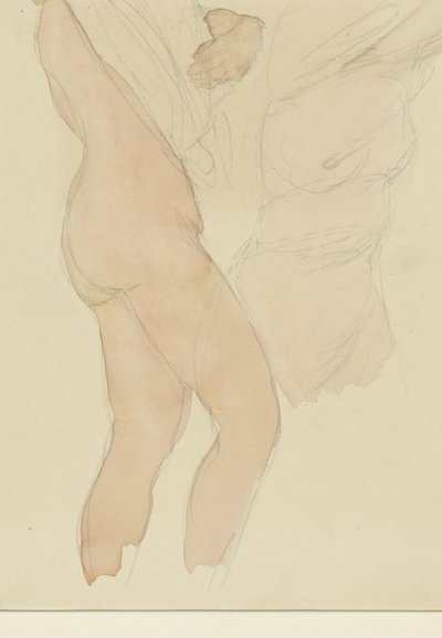 Gömleklerini çıkaran iki kadınla çalışma sayfası by Auguste Rodin
