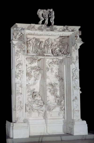 Cehenneme açılan kapı. Alçıdaki yüksek kabartma, gölgeler grubunun üstesinden gelir by Auguste Rodin