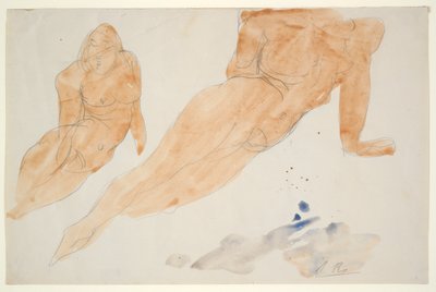 iki uzanmış nü by Auguste Rodin