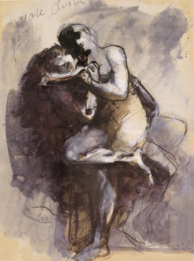 Vase Clodion (Aşıklar) c.1880 (kağıt üzerine guaj ve grafitli siyah mürekkep) by Auguste Rodin