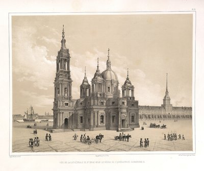 II. Catherine Zamanında Saint Isaacs Katedrali'nin Görünümü Gönderen: Saint Isaacs Katedrali'nin İnşası, 1845 by Auguste de Montferrand