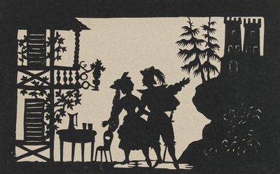 Çift Taraflı Siluet by Augustin Amant Constant Fidele Edouart