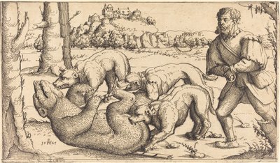 Ayı Avı, 1545. by Augustin Hirschvogel