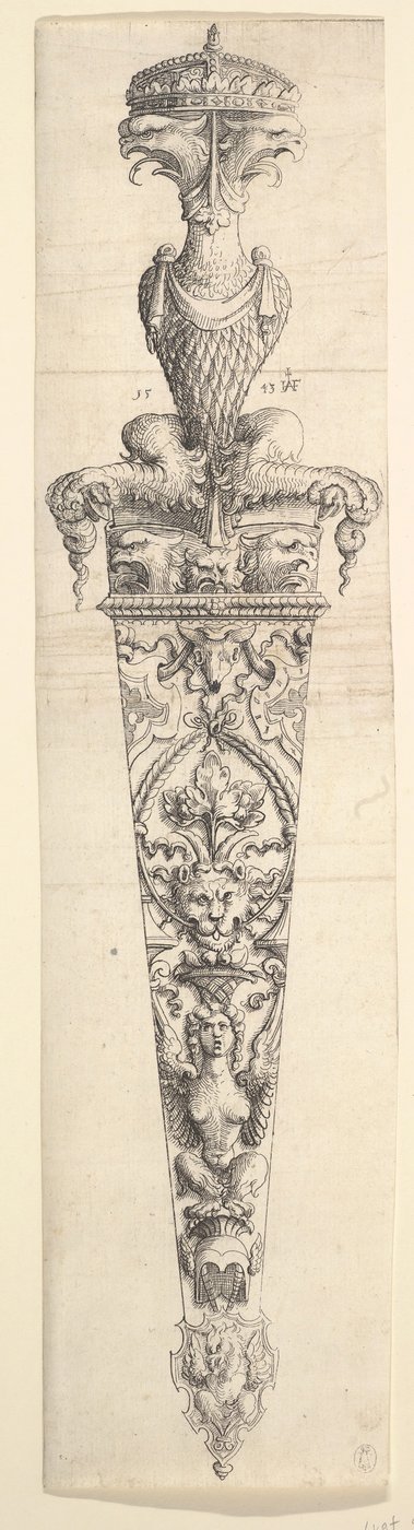 Hançer ve Kılıf için Tasarım, 1543. by Augustin Hirschvogel