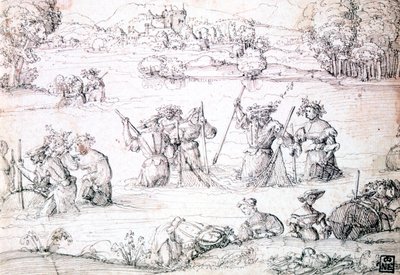 Yağmurda Balık Tutmak, c1513-1553 by Augustin Hirschvogel