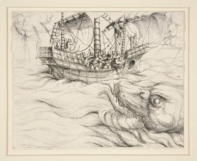 Yunus balina tarafından yutuldu by Augustin Hirschvogel