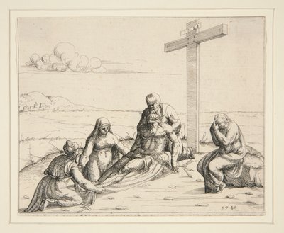 İsa'nın Bedeni ile Joseph ve Nicodemus by Augustin Hirschvogel