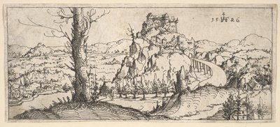 Yüksek Kayalar ve Kalelerle Peyzaj, 1546. by Augustin Hirschvogel