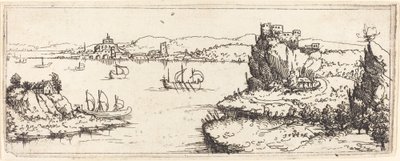 Yelkenli Teknelerle Manzara, 1546. by Augustin Hirschvogel