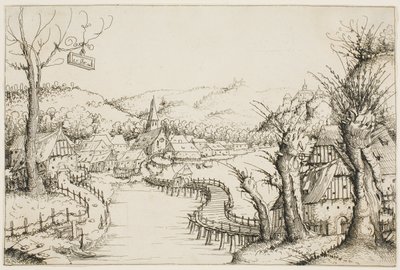 Eğri Ahşap Köprülü Manzara by Augustin Hirschvogel