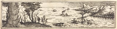 Göl ve Yelkenli Teknelerle Manzara, 1545. by Augustin Hirschvogel