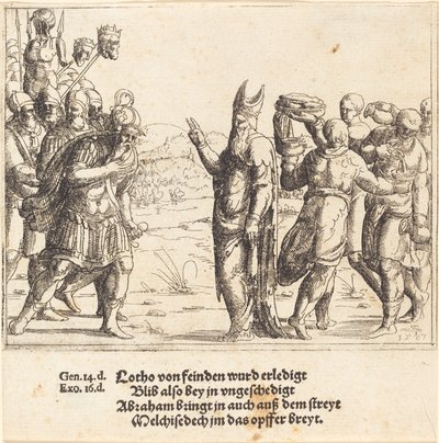 Ekmek ve Şarap ile Melchizedek, 1547. by Augustin Hirschvogel