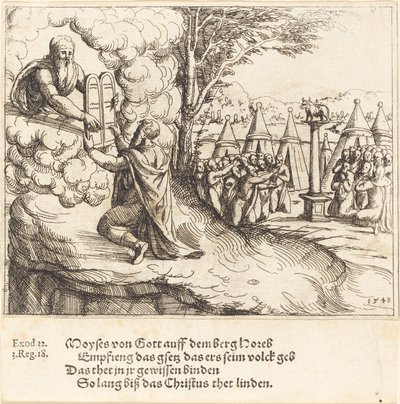 Musa Tabletleri Alırken, 1548. by Augustin Hirschvogel