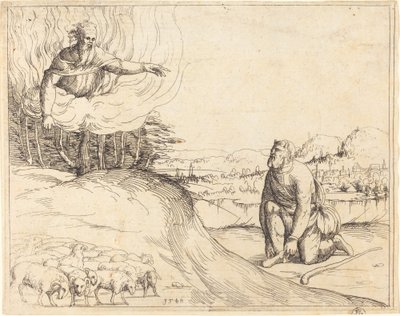 Musa ve Yanan Çalı by Augustin Hirschvogel