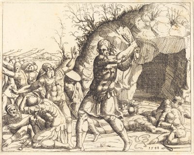 Şimşon Filistlileri Öldürüyor by Augustin Hirschvogel