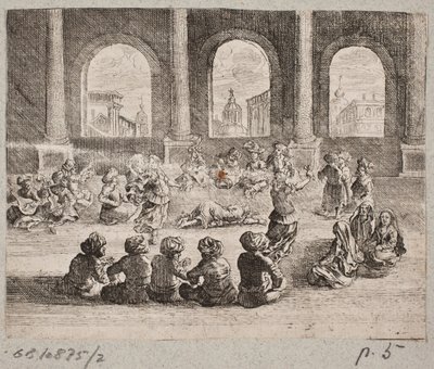 Dansçılar tarafından eğlendirilen bir şirket ile oryantal saray iç by Augustin John