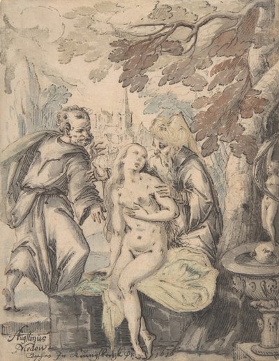 Susanna ve Yaşlılar, 1622-60. by Augustin Medow