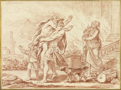 Truva Harabelerinden Anchises İle Kaçan Aeneas by Augustin Pajou