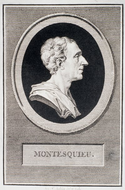Charles Louis de Secondat, Baron de Montesquieu (1689-1755) (gravür) by Augustin de Saint Aubin