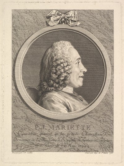 Pierre-Jean Mariette'in portresi, 1765. by Augustin de Saint Aubin