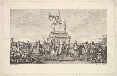 Louis XV Heykelinin Açılışı, Vignette sayfa 1, Description des Trava..., 1766