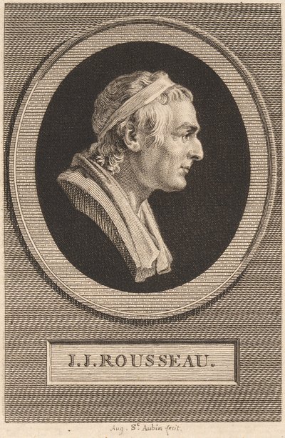 Jean Jacques Rousseau by Augustin de Saint Aubin after Jean Antoine Houdon