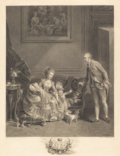 Chartres Dükü, eşi ve çocukları by Augustin de Saint Aubin and Isidore Stanislas Helman